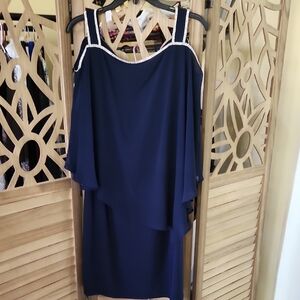 Chic Asymmetrical Sequined Navy Dress